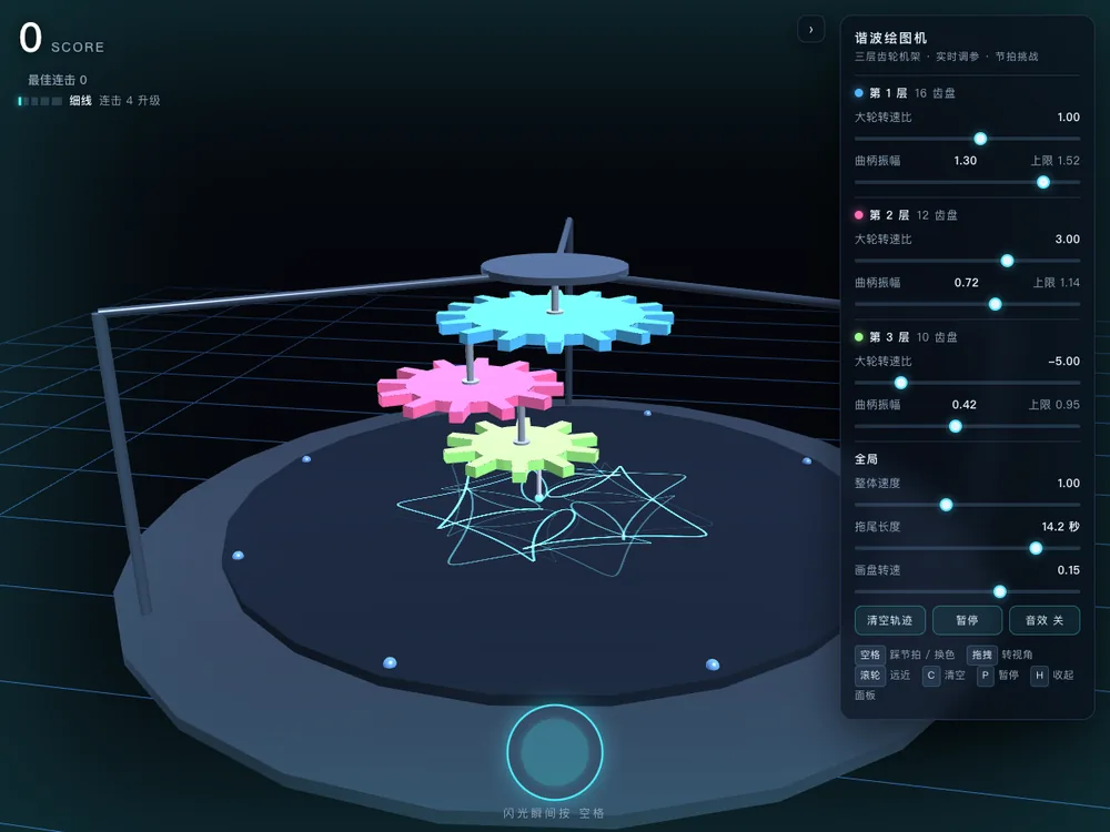 三维谐波绘图装置与彩色笔杆